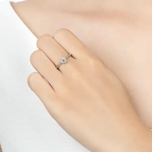 CERTIFIED 0.5 CARATS Moissanite Solid 925 Sterling silver Engagement Ring New - Picture 8 of 11